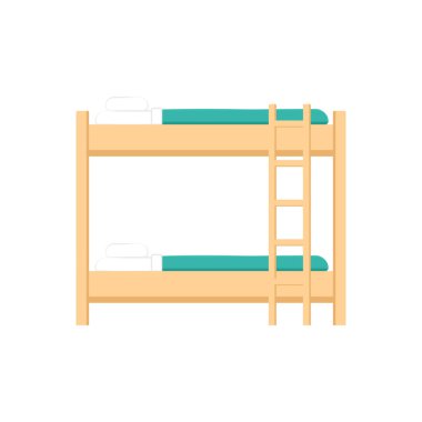 Ranza yatağı vektörü. Beyaz arka planda ranza.