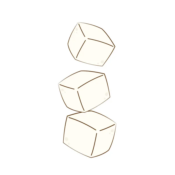 Vetor Tofu Branco Estilo Desenho Animado Tofu Isolado Fundo Branco —  Vetores de Stock