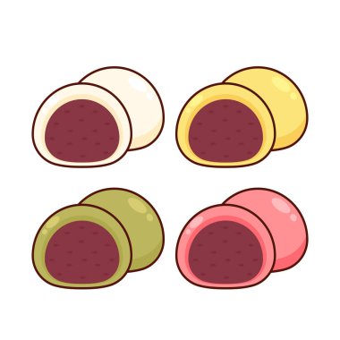 Mochi ikon vektörü. Mochi logo tasarımı. Japon pirinç tatlısı.