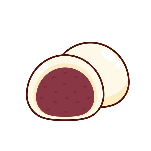 Vettore Icone Mochi Design Logo Mochi Dessert Riso Giapponese — Vettoriale Stock