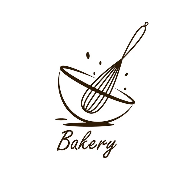 Bäckerei Logo Design Bäckerei Zeichen Vektor Design Des Schneebesen Logos — Stockvektor