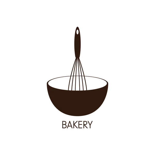 Bäckerei Logo Design Bäckerei Zeichen Vektor Design Des Schneebesen Logos — Stockvektor