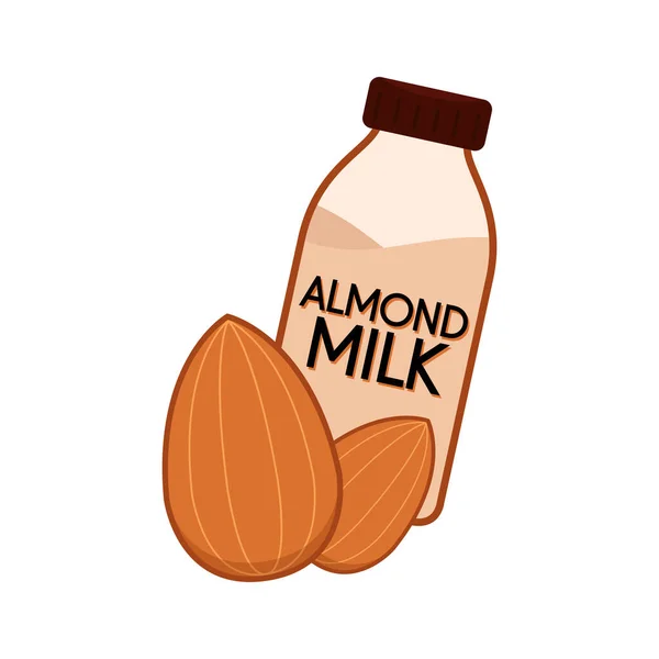 Mandel Vit Bakgrund Design Mandelfrön Mandel Mjölk — Stock vektor
