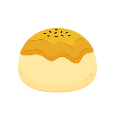 Çin Pastası Ay çöreği çizgi film vektörü. Beyaz arkaplanda Çin Pastası Ay çöreği.
