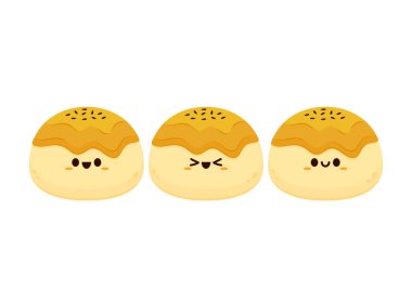 Çin Pastası Ay çöreği çizgi film vektörü. Beyaz arkaplanda Çin Pastası Ay çöreği.