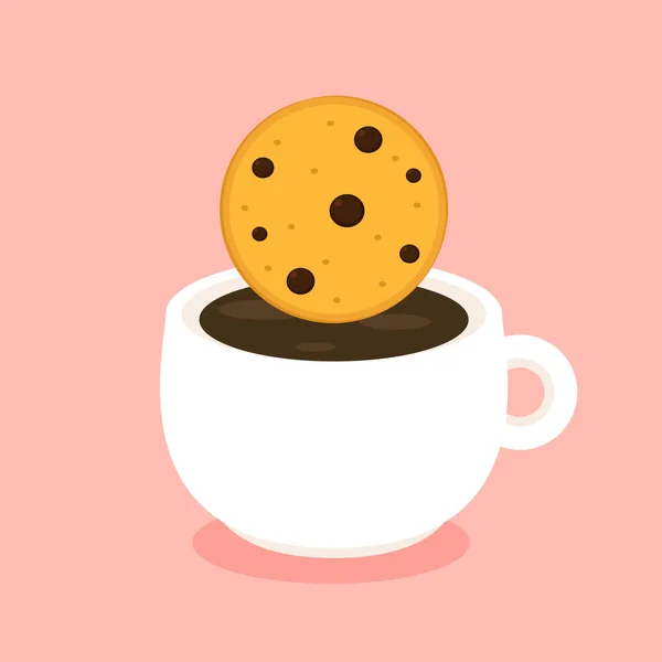 Kaffeetasse Und Cookie Cartoon Vektor — Stockvektor