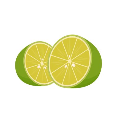 Beyaz arka planda limon vektörü. Yarı kireç vektörü.