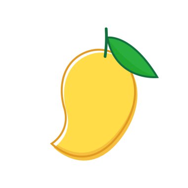 Mango vektörü. Beyaz arka planda mango. Logo tasarımı. Mango çizgi film vektörü.