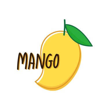 Mango vektörü. Beyaz arka planda mango. Logo tasarımı. Mango çizgi film vektörü.