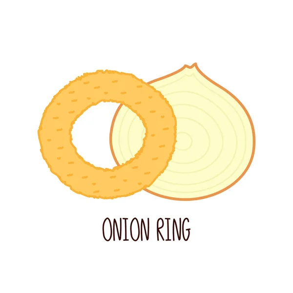 Fried Onion Rings Tasty Snacks Onion Ring Vector Fried Onion — Stock vektor
