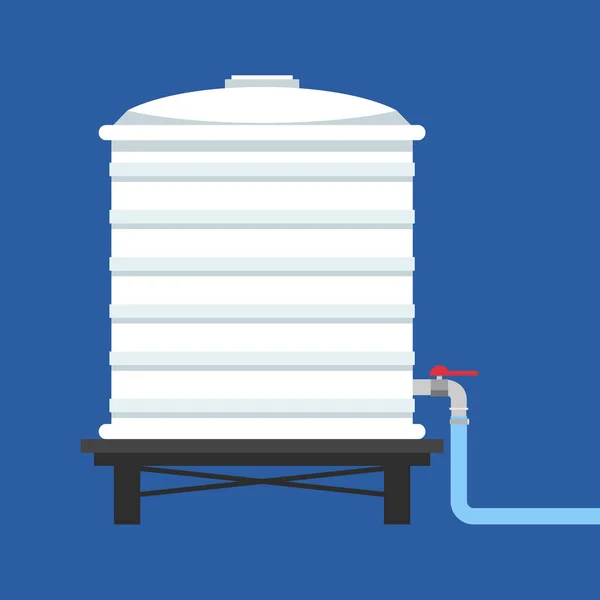 Wassertank Vektor Tippen Freiraum Für Text Weißwassertank Auf Blauem Hintergrund — Stockvektor