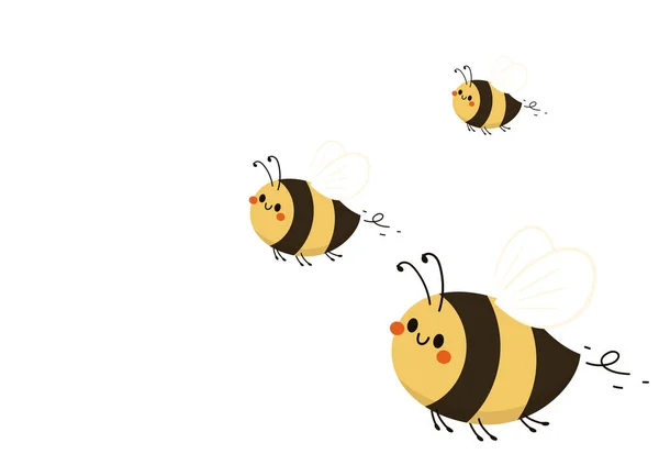 Vector Abejas Dibujos Animados Abejas Diseño Carácter Espacio Libre Para — Vector de stock