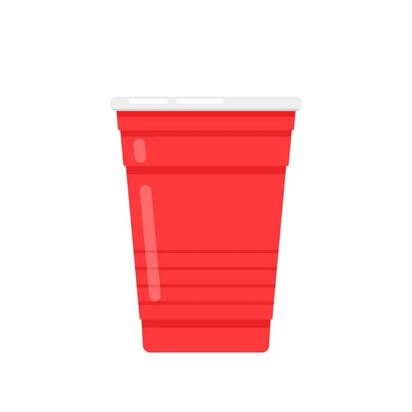 Red Beer Cup Vector Red Plastic Cup Isolated White Background — Stock Vector