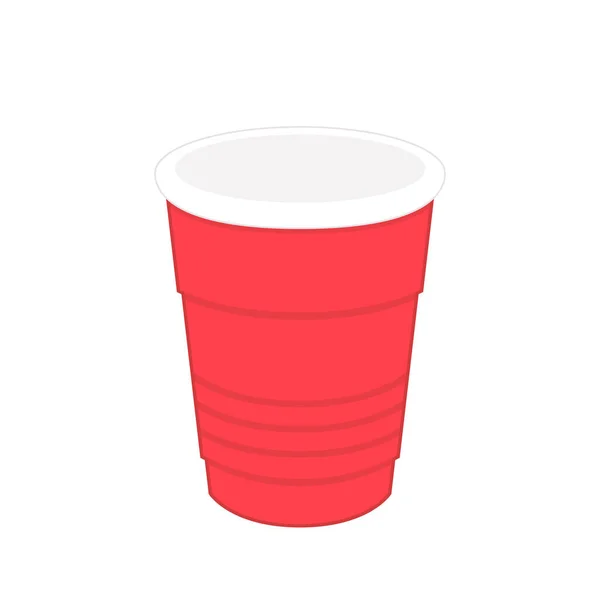 Red Beer Cup Vector Red Plastic Cup Isolated White Background — Stock Vector