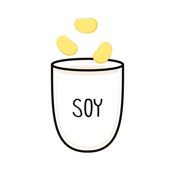 Soy Milk Logo Design Soy Milk Glass Cup Vector Soy — Stockvektor