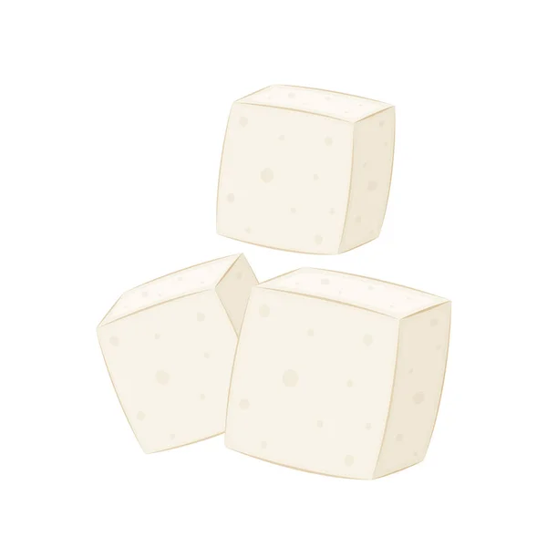 White Tofu Vector Tofu Cartoon Style Isolated White Background Vegetarian — Stock Vector