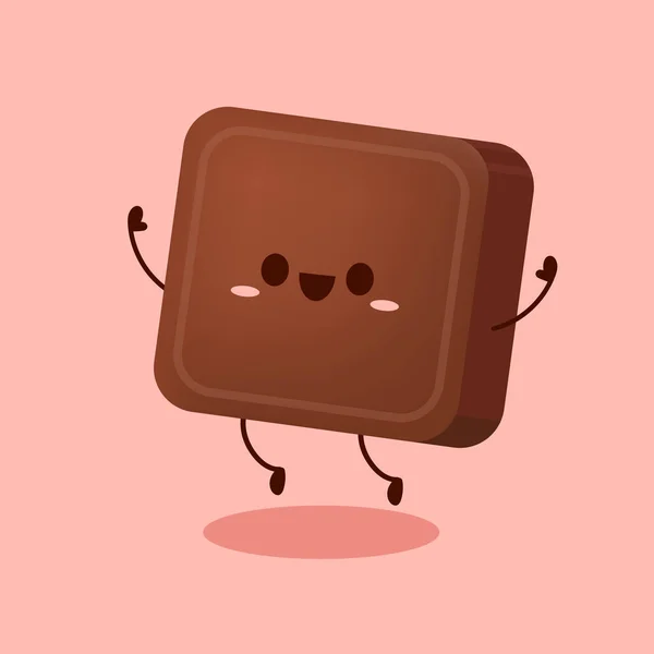 Cute Funny Chocolate Bar Character Chocolate Mascot — Stock Vector