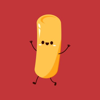 Tatlı Tteokbokki noodle çizgi filmi. Kore sokak yemeği. Basit vektör logosu sosisi. Tteokbokki Kore yemeğidir..