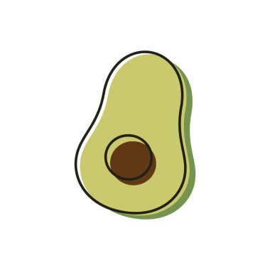 Beyaz arka planda avokado. Avokado simgesi veya logo vektörü.