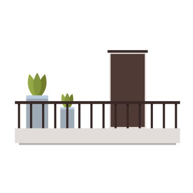 Balkon vektörü. Metin için boş alan. Duvar kağıdı. Kapı vektörü. Kapı ve Pencere.