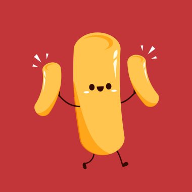 Tteokbokki noodle vektörü. Tteokbokki karakter tasarımı. Baharatlı pirinç keki..