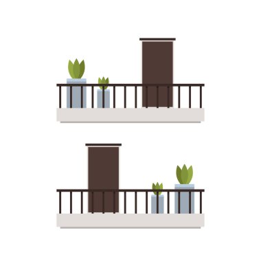 Balkon vektörü. Metin için boş alan. Duvar kağıdı. Kapı vektörü. Kapı ve Pencere.