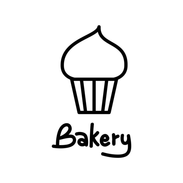 Beker Taart Icoon Vector Ontwerp Van Het Logo Van Bakkerij — Stockvector