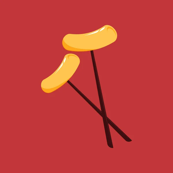 Tteokbokki Noodle Vecteur Nourriture Coréenne Gâteau Riz Épicé Logo Tteokbokki — Image vectorielle