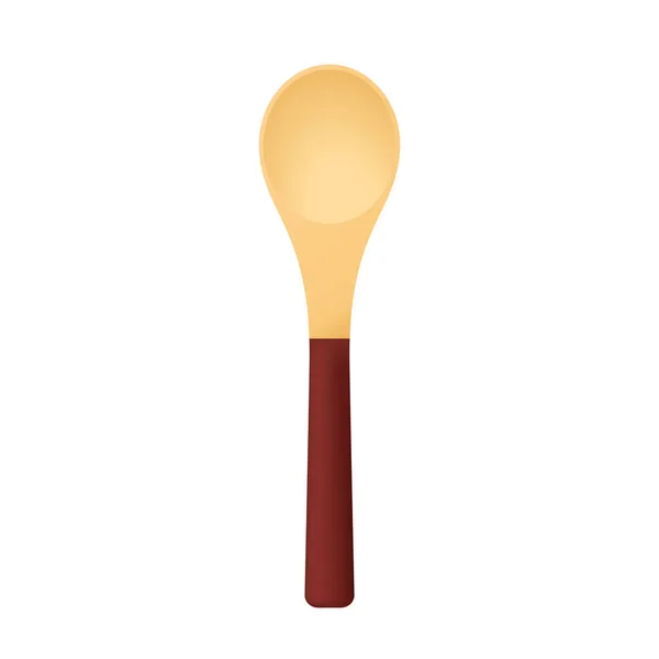 Lepelvector Wood Spoon Witte Achtergrond — Stockvector