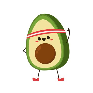 Avokado karakter tasarımı. Beyaz arkaplanda yoga avokadosu.
