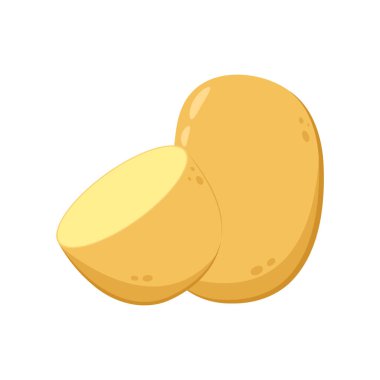 Patates vektör çizimi. İzole edilmiş beyaz arka plan. Patates dilimi vektörü.