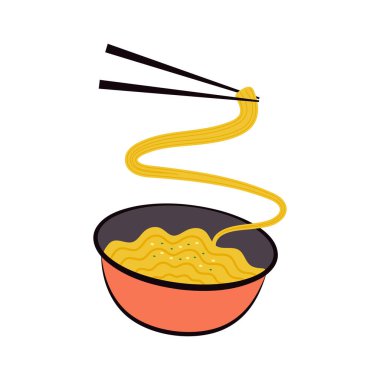 Ramen logo tasarımı. Ramen sembolü. Ramen, Japon yemeğidir. Anında erişte..