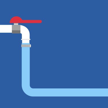 Çizgi film vektörü. Çeşmeli su jeti. Mavi sıvı akışı ve akışı.