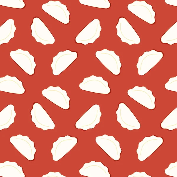 Dumplings Food Line Icons Vector Pattern Gyoza Pattern Wallpaper — Stok Vektör