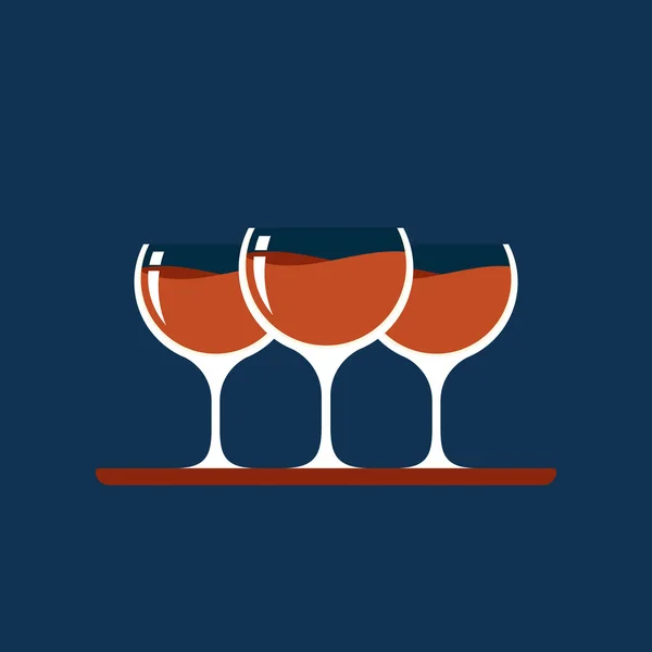 Glazen Wijn Vector Symbool Logo Ontwerp Glas Wijn Dienblad — Stockvector