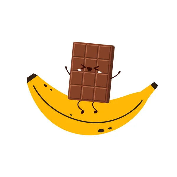 Симпатичный Смешной Шоколадный Персонаж Шоколадный Талисман Вектор Шоколада Банана — стоковый вектор