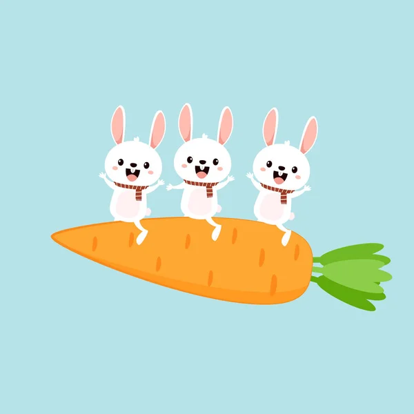 Diseño Personajes Conejo Lindo Conejito Blanco Con Zanahoria Conejo Colección — Vector de stock