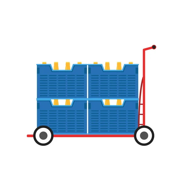 Trolley Crate Vector Free Space Text Wallpaper Bottle Crate Cart — Stock vektor