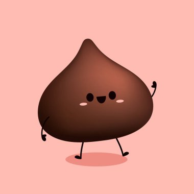 Koyu çikolata parçacıklı 3D tarzı. Pembe arka planda koyu çikolata parçacıklı vektör. Çikolata parçaları..