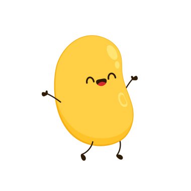 Soya fasulyesi vektörü. Soya fasulyesi karakter tasarımı.