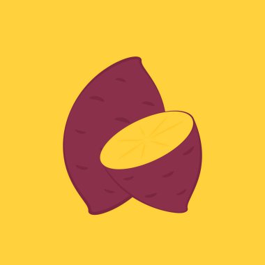 Kızarmış tatlı patates. Kızarmış patates logosu tasarımı. Japon Tatlı Patates.