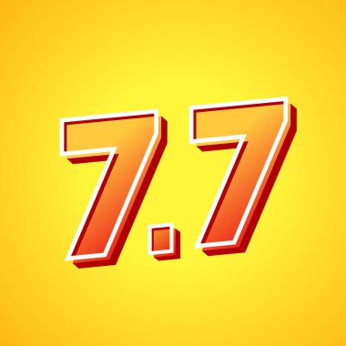 Satılık poster için 7.7 logo. Kırmızı arka planda 7.7 Online süper satış afişi şablonu. Flaş satış afişi tasarımı. Flaş satış afişi.