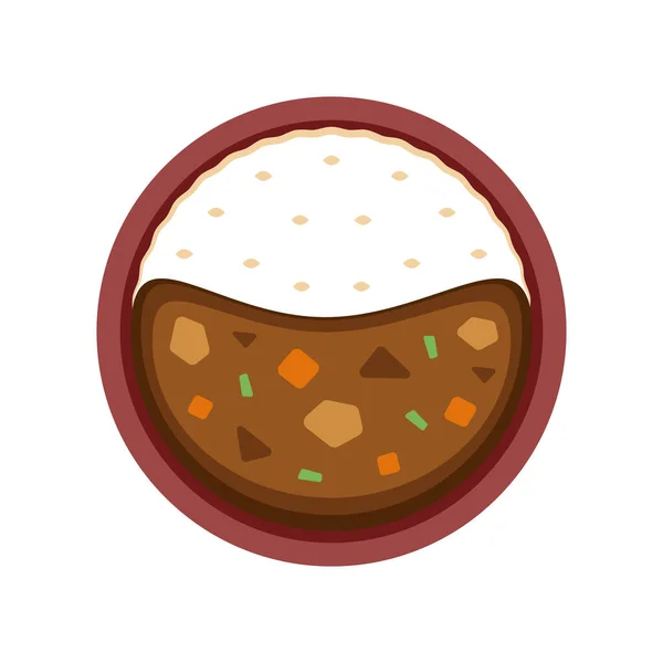 Japanese Curry Cartoon Vector Japanese Curry Top View White Background — Stockvektor