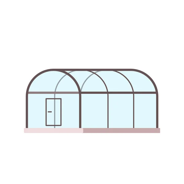 Greenhouse Vector Greenhouse Glass Walls Foundations Gable Roof Side View — 图库矢量图片