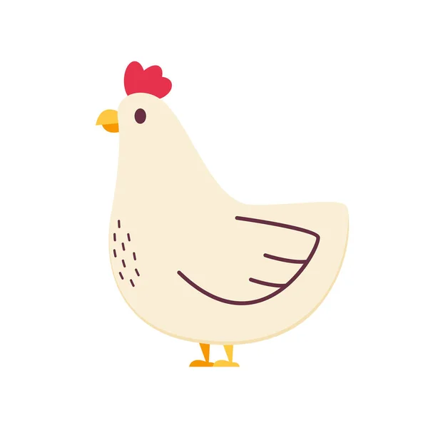 Hen Εικονογράφηση Λευκά Χρώματα Κοτόπουλο Επίπεδη Εικόνα Διάνυσμα Hen Λευκό — Διανυσματικό Αρχείο