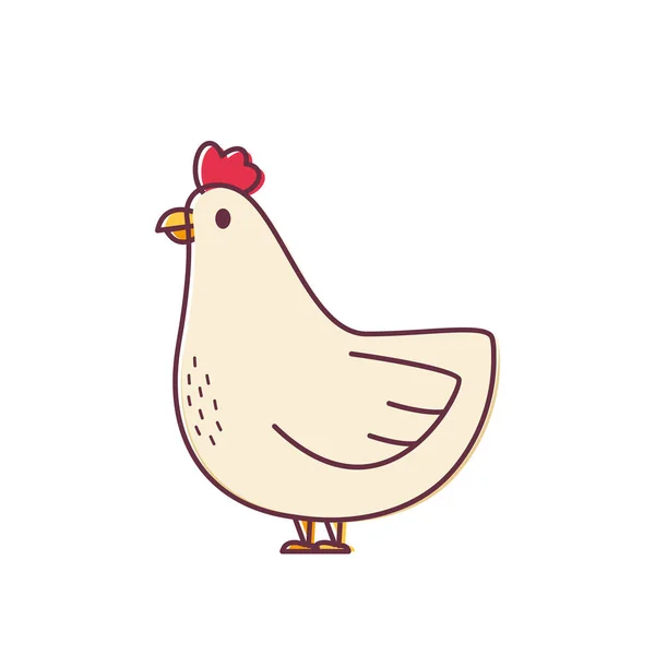 Ilustracja Kury Białych Kolorach Płaska Ikona Kurczaka Wektor Kury Białym — Wektor stockowy