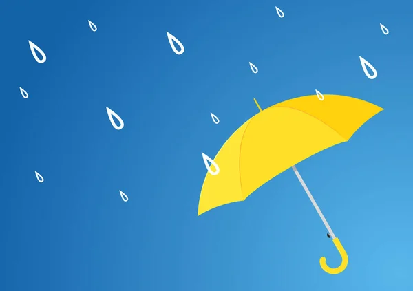 Sarı Şemsiye Vektörü Mavi Arkaplanda Sarı Şemsiyeyi Yağan Yağmura Karşı — Stok Vektör