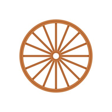 Tahta tekerlek vektörü. Beyaz zemin üzerinde ahşap tekerlek.