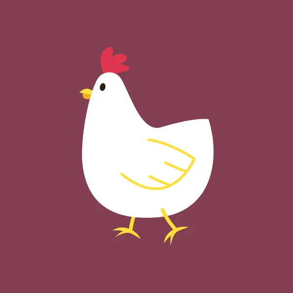 Beyaz Renkte Tavuk Resimleri Tavuk Yassı Ikonu Beyaz Arkaplanda Tavuk — Stok Vektör