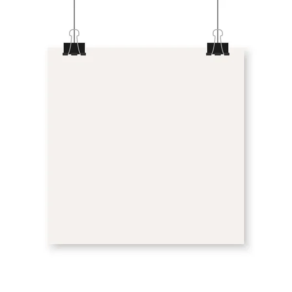 Wit Papier Leeg Afbeelding Vector Witte Poster Opknoping Bindmiddel Grijze — Stockvector